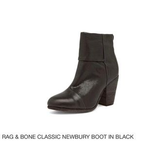 RAG & BONE CLASSIC NEWBURY BOOTS BLACK LEATHER SIZE 37